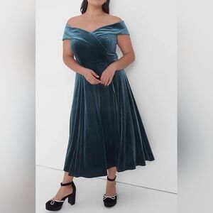 Lane Bryant Green Velvet Midi length Dress
